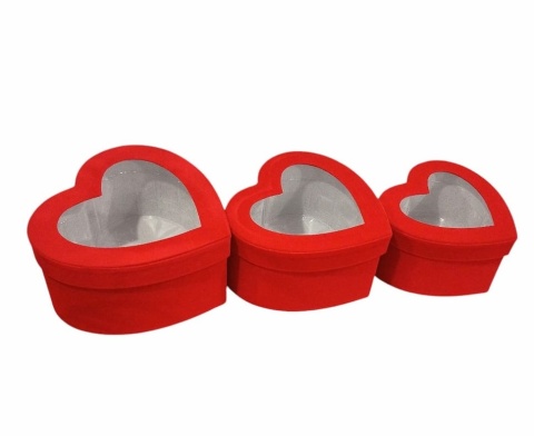 FLOWER BOX Z OKIENKIEM WELUR / KPL 3 SZT