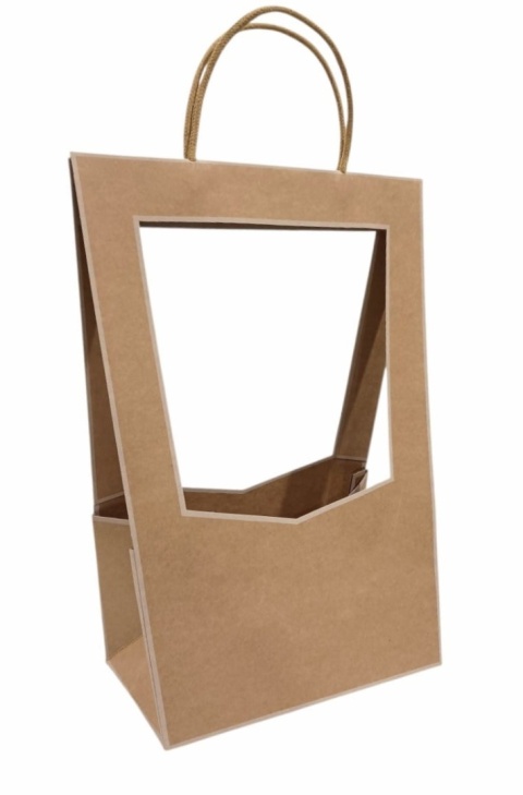Torebka Papierowa Prezentowa z okienkiem na kwiaty 23x38cm ⌀ 13-14cm