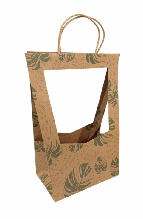 Torebka Papierowa Prezentowa z okienkiem na kwiaty 23x38cm ⌀ 13-14cm