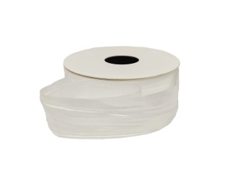 WSTĄŻKA GNIECIONA Z POŁYSKIEM BIAŁA 4,5 M X 2,5CM