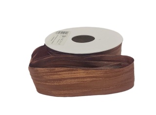 WSTĄŻKA GNIECIONA Z POŁYSKIEM BRĄZ 4,5 M X 2,5CM