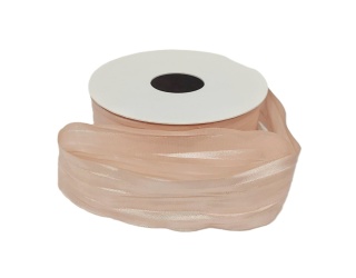 WSTĄŻKA GNIECIONA Z POŁYSKIEM JASNY RÓŻ 4,5 M X 2,5CM