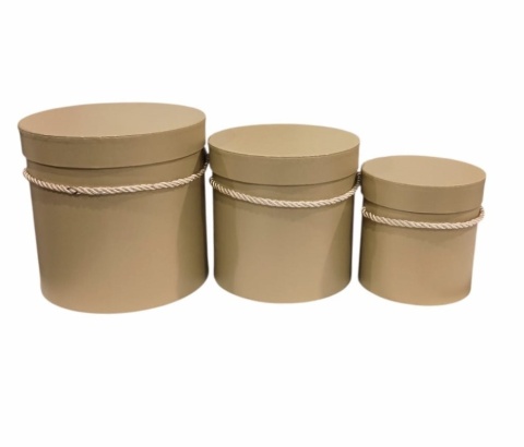 Flower box – sada 3 ks, Ø 17,5×17 cm / Ø 15,5×15 cm / Ø 12×12 cm, šampaňské