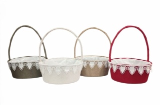 Kosz juta z koronką mix 4 kolory