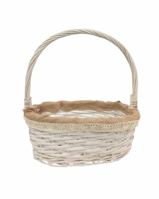Koszyk obszywany jutą i koronką