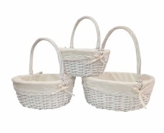 Koszyk wyłożony bawełną z koronką kpl.3 szt