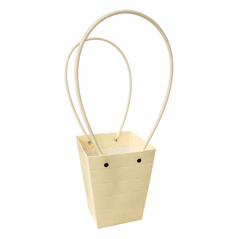 Torebka na kwiaty z rączką – 12×12×12 cm, żółta