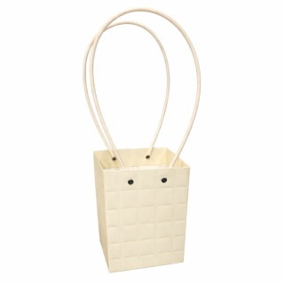 Torebka na kwiaty z rączką – 12×12×12 cm, jasny żółty