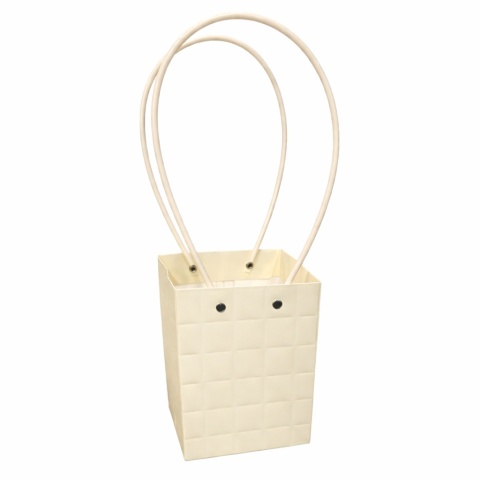 Taška na květiny s uchem – 12×12×12 cm, světle žlutá