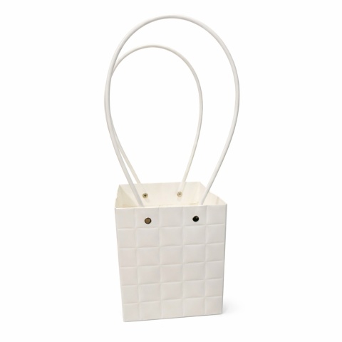 Taška na květiny s uchem – 12×12×12 cm, bílá