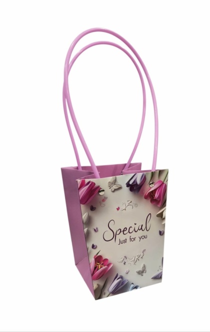 Torebka na kwiaty z rączką - 13x13x15cm