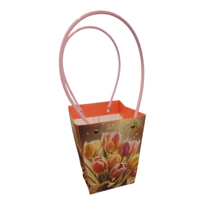 Torebka na kwiaty z rączką - 13x13x15cm
