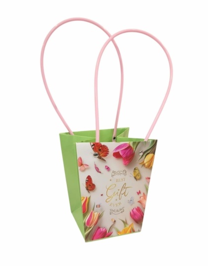 Torebka na kwiaty z rączką - 13x13x15cm