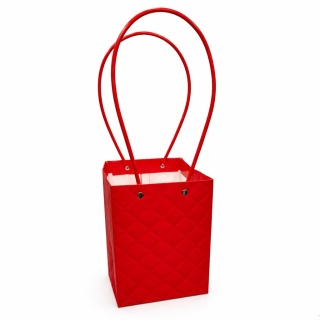 Torebka na kwiaty z rączką – 13×13×15 cm, czerwona