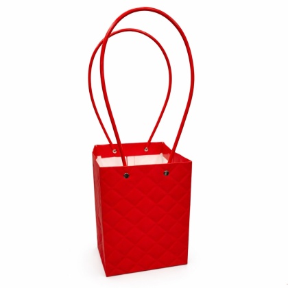 Torebka na kwiaty z rączką – 13×13×15 cm, czerwona