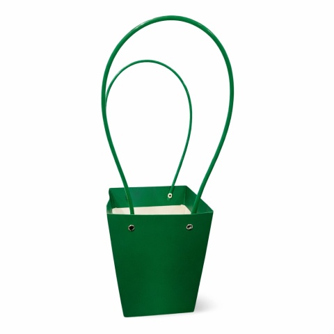Torebka na kwiaty z rączką – 13×13×15 cm, zielona