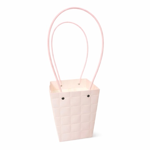 Torebka na kwiaty z rączką – 13×13×15 cm, różowa