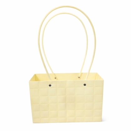 Torebka na kwiaty z rączką – 22×10×13 cm, żółta