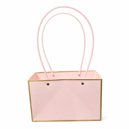 Torebka na kwiaty z rączką – 22×10×13 cm, różowa