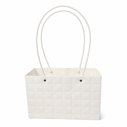 Torebka na kwiaty z rączką – 22×10×13 cm, biała