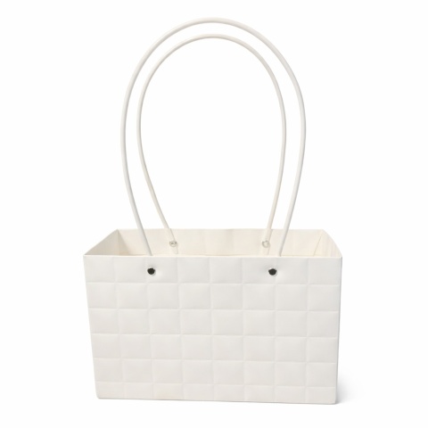 Torebka na kwiaty z rączką – 22×10×13 cm, biała