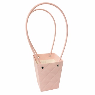 Torebka na kwiaty z rączką – 9×9×10 cm, różowa