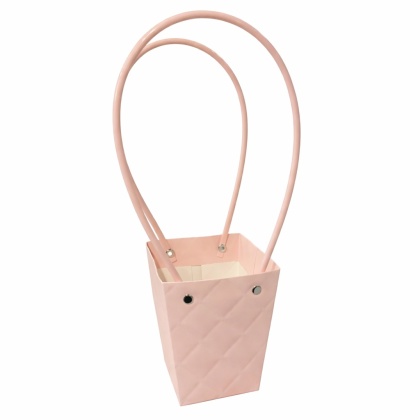 Torebka na kwiaty z rączką – 9×9×10 cm, różowa