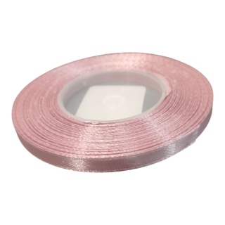 Wstążka satynowa – 6 mm × 32 m (35y), satyna, kolor: perłowy róż
