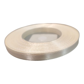 Wstążka satynowa – 6 mm × 32 m (35y), satyna, kolor: kremowy