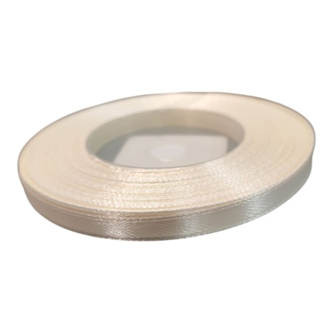 Saténová stuha – 6 mm × 32 m (35y), satén, farba: svetlá krémová