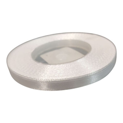 Saténová stuha – 6 mm × 32 m (35y), satén, farba: biela