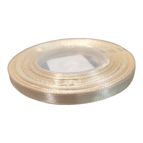 Saténová stuha – 6 mm × 32 m (35y), satén, farba: krémová