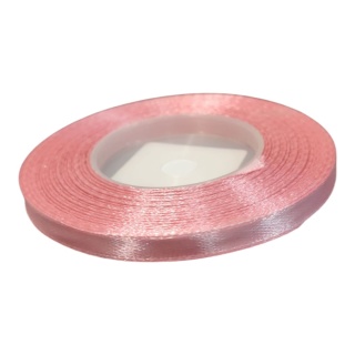 Wstążka satynowa – 6 mm × 32 m (35y), satyna, kolor: różowy
