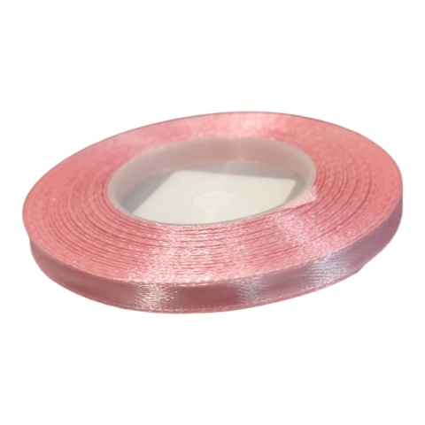 Saténová stuha – 6 mm × 32 m (35y), satén, barva: růžová