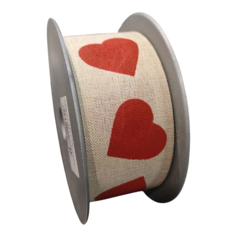 Wstążka tkana w serca 4cm x 10y