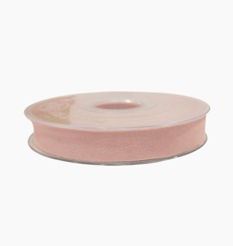 Wstążka włoska NASTRI DOUBLE VELVET – 1,5 cm × 7 m, welur, kolor: cielisty