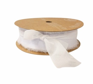 Wstążka włoska ORGANDY RIBBON WHITE 3 cm x 10 m