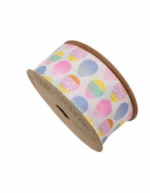 Wstążka włoska z drucikiem NASTRI EASTER EGGS – 4 cm × 10 m, Wielkanoc