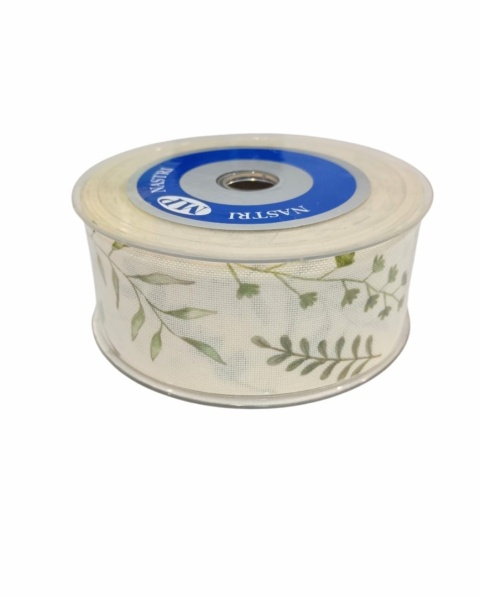 Italská stuha NASTRI ERBETTE – 4 cm × 15 m, vzor: listy