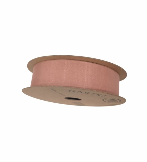 Wstążka włoska NASTRI HELOISE – 2,5 cm × 25 m, szyfon, brudny róż