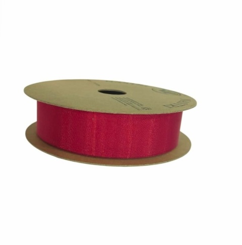 Wstążka włoska NASTRI HELOISE – 2,5 cm × 25 m, szyfon, czerwony
