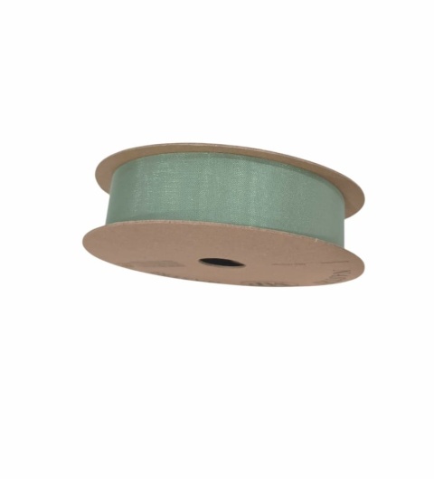 Wstążka włoska NASTRI HELOISE – 2,5 cm × 25 m, szyfon, szałwiowy