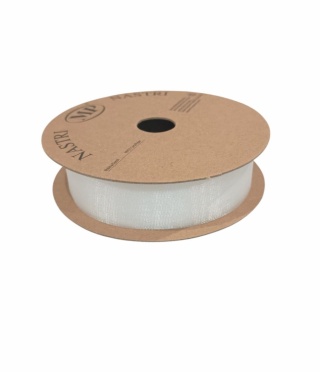 Italská stuha NASTRI HELOISE – 2,5 cm × 25 m, šifon, bílá