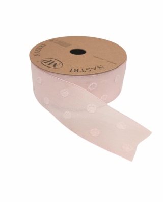 Wstążka włoska NASTRI ROMANTIC – 4 cm × 10 m, szyfon, różowy