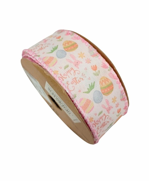 Wstążka włoska z drucikiem NASTRI RABBITS – 4 cm × 10 m, Wielkanoc