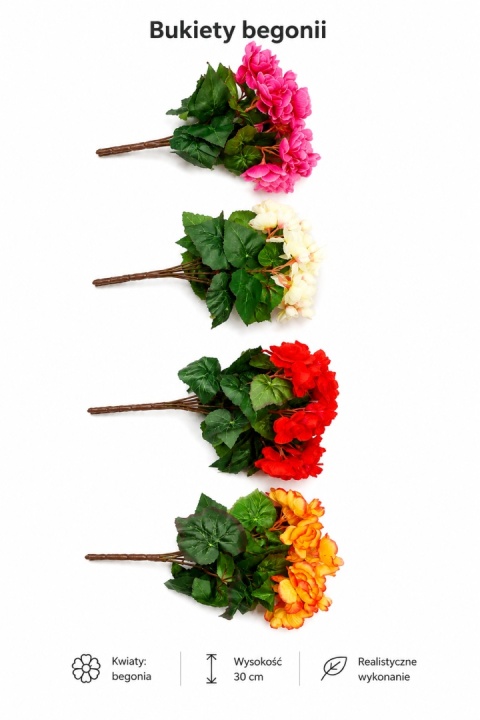 Begonia - bukiet, 30cm, mix kolorów (karon)