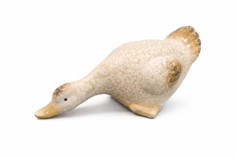 Figurka ceramiczna kaczki - 23x10x11cm, krem