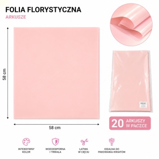 Folia florystyczna - 58×58 cm, 20 arkuszy, morelowy róż