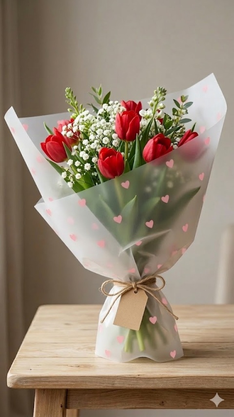 Folia przezroczysta w serca – 50 cm × 9 m