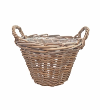 Kosz wiklinowy twardy z folią i uszami śr.35 cm h.24 cm